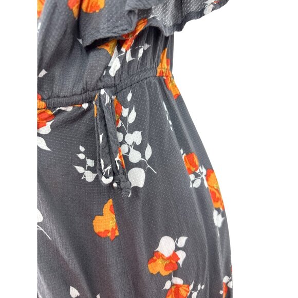 Torrid Gray Floral Button-Front V-Neck Blouse With Short Flutter Sleeves Size 2X - Picture 4 of 8